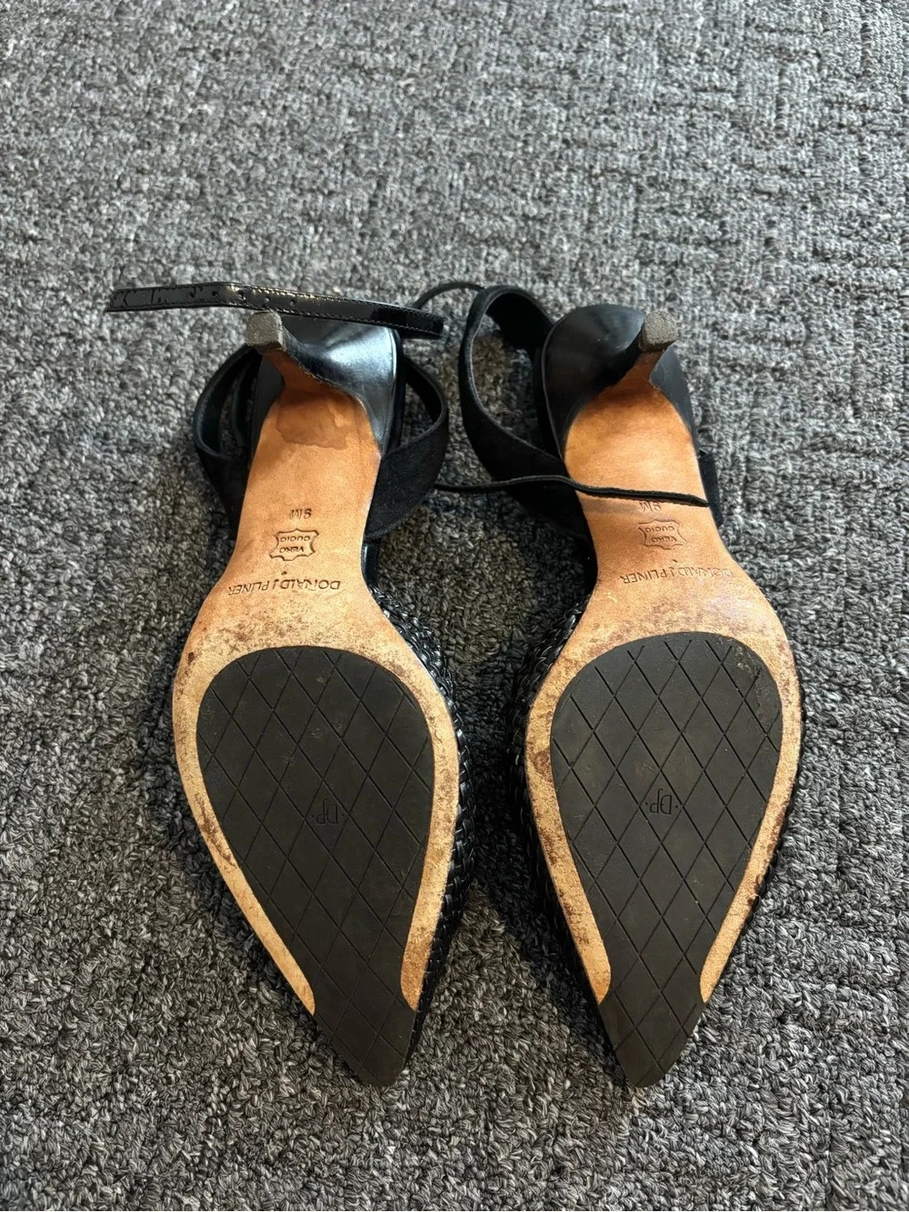 Donald J. Pliner Black Woven Pointed Slingback Pumps
